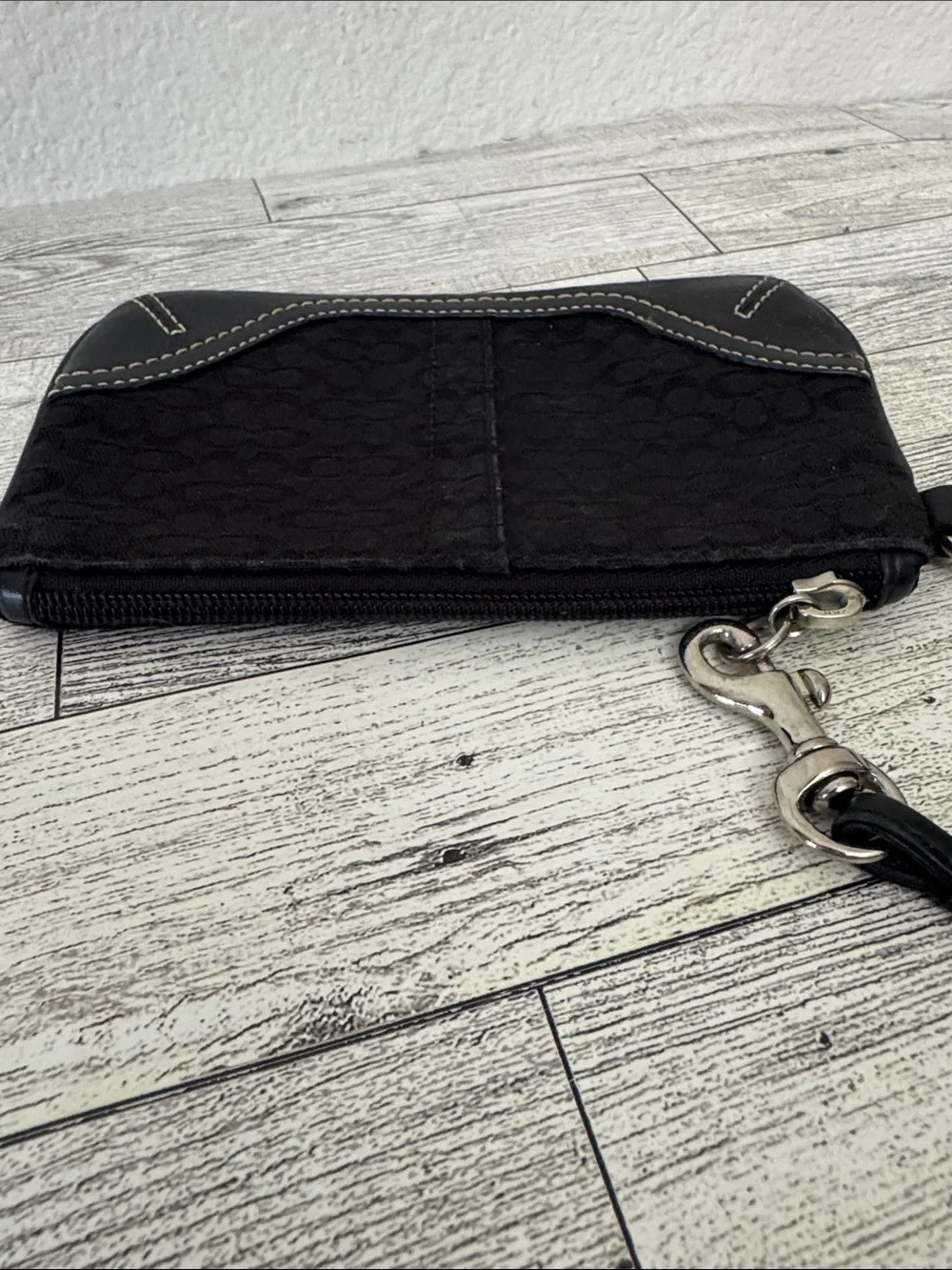 Coach Black Canvas &Leather Wristlet